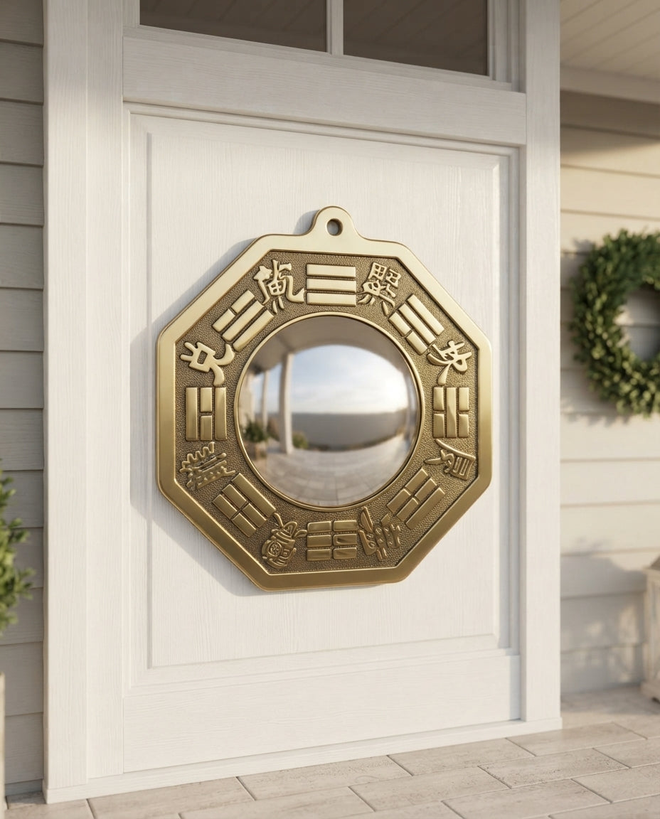 Chinese Feng Shui Brass Bagua Mirror Wall Decor | Tai Chi Energy Balance & Protection Ornament