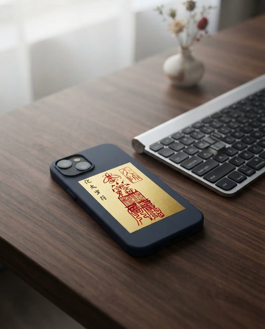 Taoist Annual Blessing Amulet – Traditional Chinese Gold Foil Cinnabar Charm for Protection, Harmony & Good Fortune