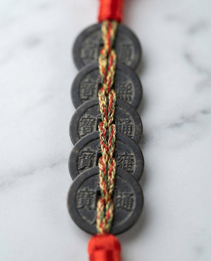 Chinese Taoist Feng Shui Peach Wood Gourd Black Five Emperor Coins Charm – Protection, Wealth Luck, Negative Energy Balance & Obstacle Clearing Amulet