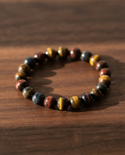 Three Color Tiger Eye Bracelet – Natural Tiger Eye Stone Bracelet for Confidence, Prosperity & Positive Energy