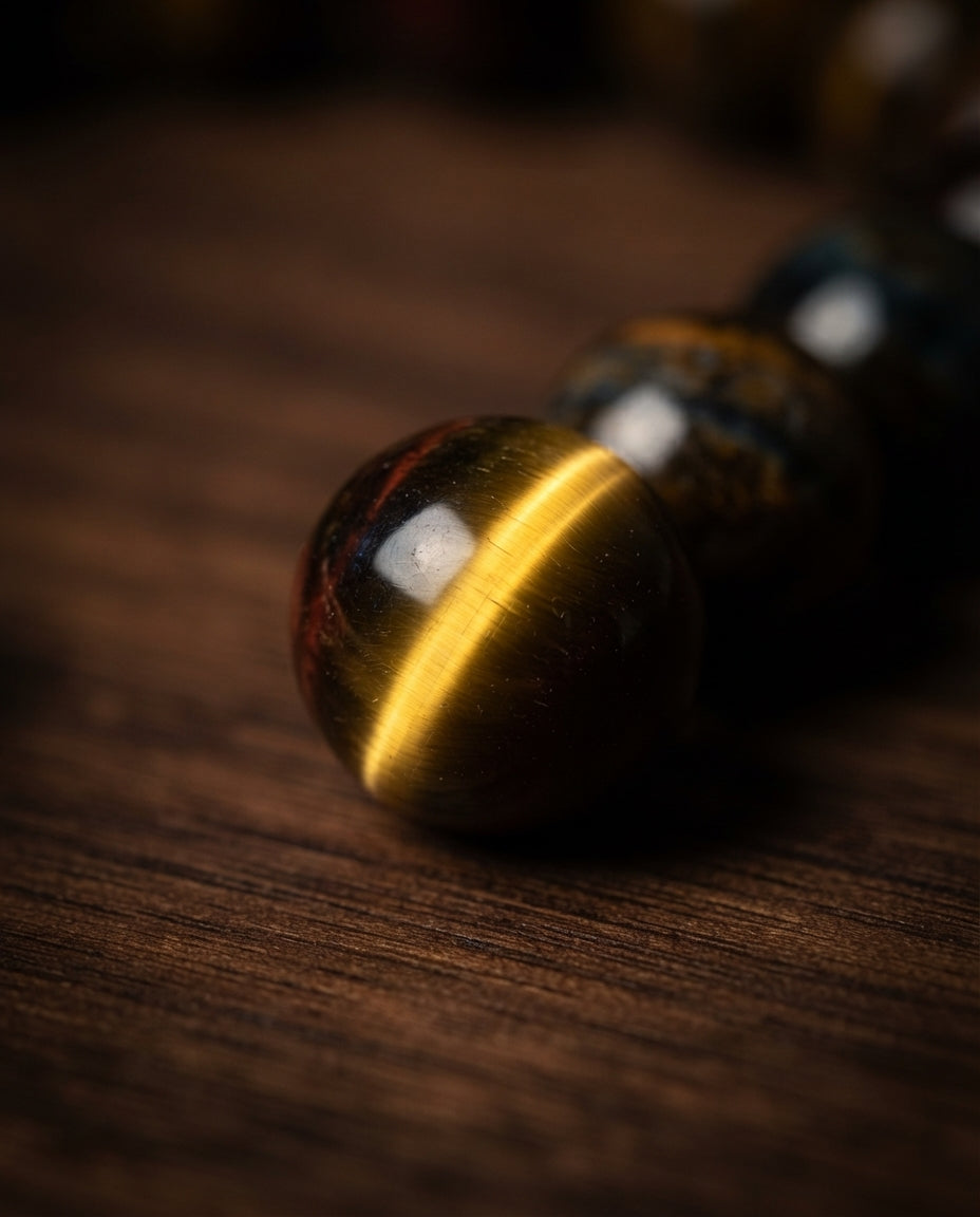 Three Color Tiger Eye Bracelet – Natural Tiger Eye Stone Bracelet for Confidence, Prosperity & Positive Energy