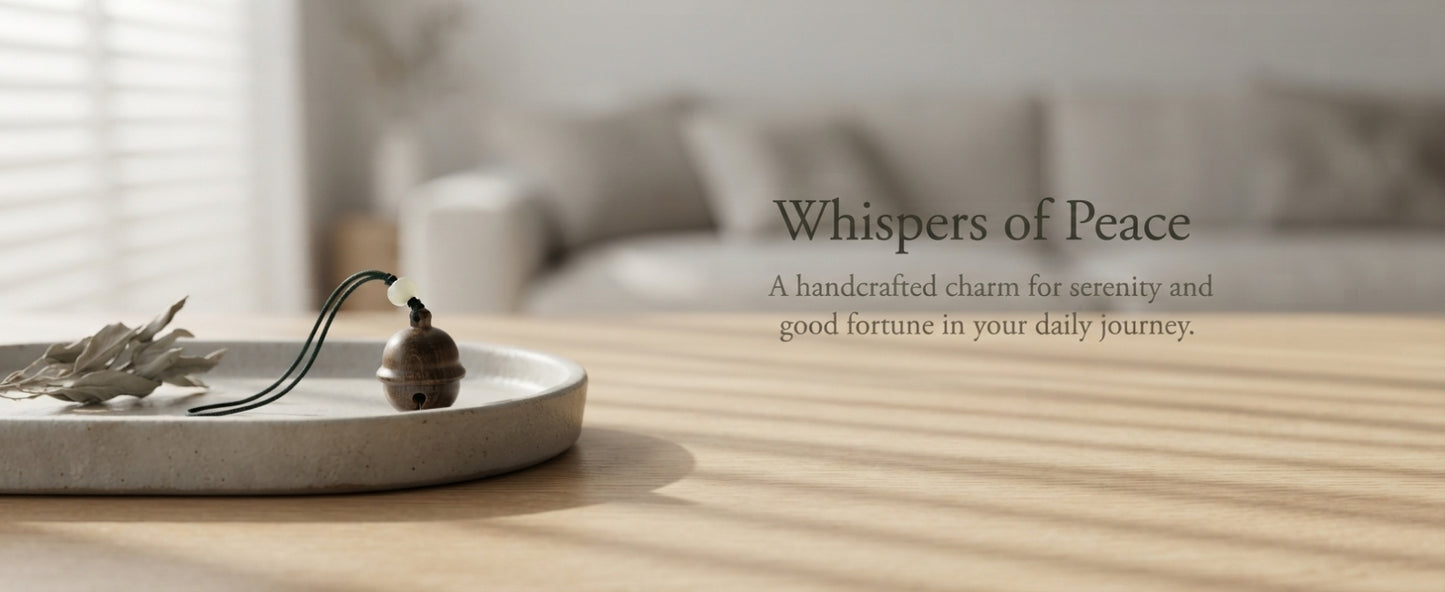 Natural Wooden Bell Blessing Charm – Traditional Chinese Hanging Ornament for Harmony, Good Fortune & Positive Energy