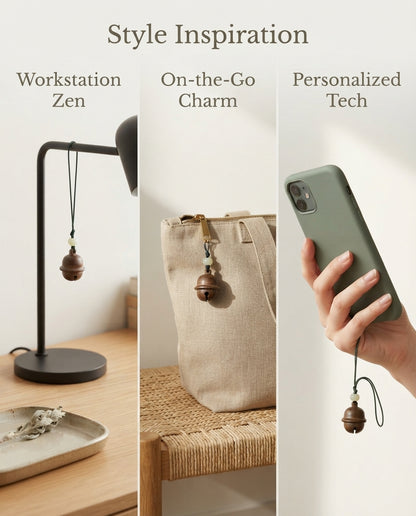 Natural Wooden Bell Blessing Charm – Traditional Chinese Hanging Ornament for Harmony, Good Fortune & Positive Energy