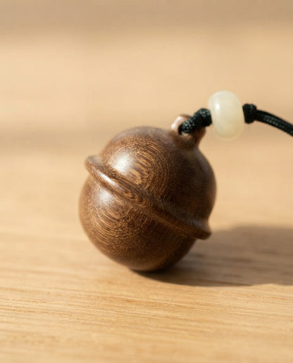 Natural Wooden Bell Blessing Charm – Traditional Chinese Hanging Ornament for Harmony, Good Fortune & Positive Energy