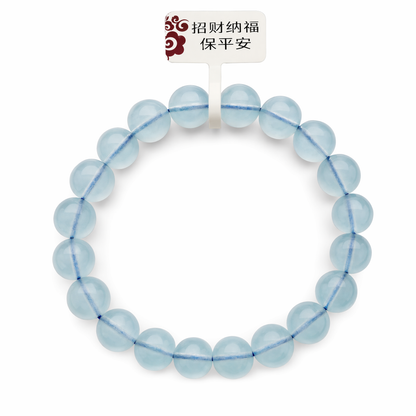 Luxury Blue Crystal Single Strand Bracelet | Natural Blue Quartz Jewelry for Peace, Confidence & Positive Energy