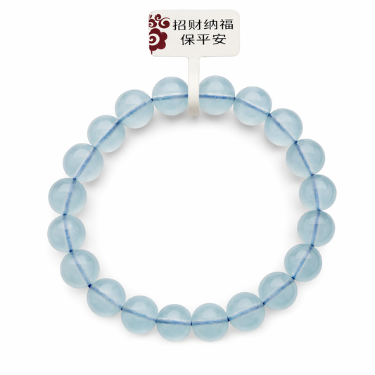 Luxury Blue Crystal Single Strand Bracelet | Natural Blue Quartz Jewelry for Peace, Confidence & Positive Energy