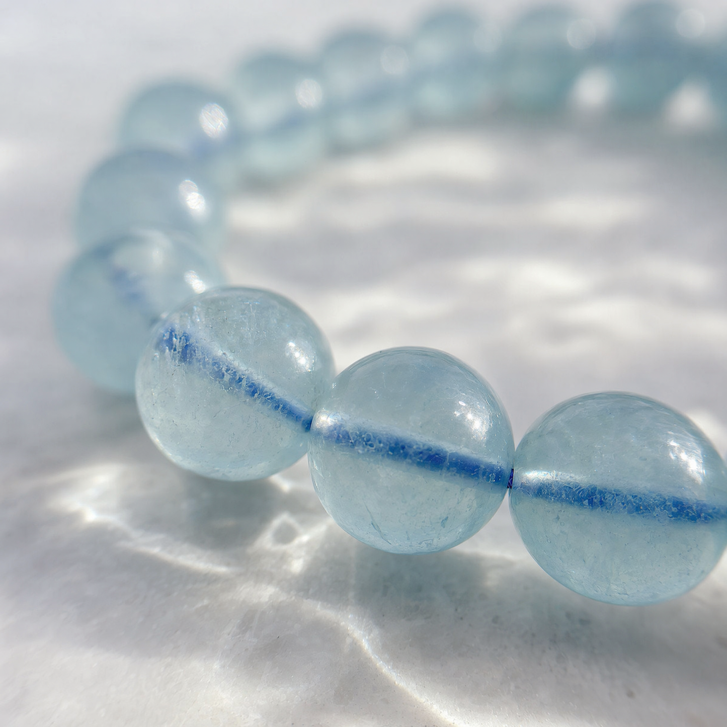 Luxury Blue Crystal Single Strand Bracelet | Natural Blue Quartz Jewelry for Peace, Confidence & Positive Energy