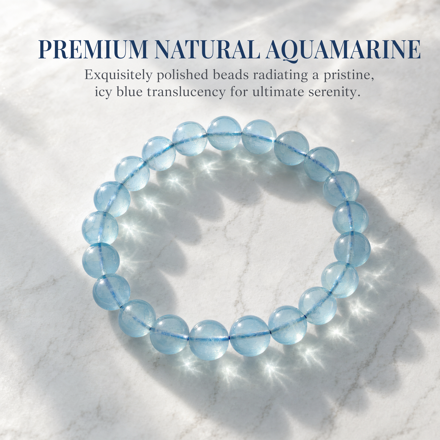 Luxury Blue Crystal Single Strand Bracelet | Natural Blue Quartz Jewelry for Peace, Confidence & Positive Energy