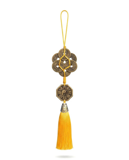 Taoist Six Emperor Coins Plum Blossom Bagua Tai Chi Charm – Feng Shui Wealth, Protection & Energy Balance Hanging Ornament