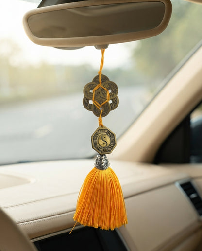 Taoist Six Emperor Coins Plum Blossom Bagua Tai Chi Charm – Feng Shui Wealth, Protection & Energy Balance Hanging Ornament