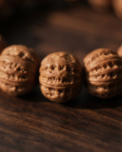 Monkey Head Walnut Ribbed Bracelet – Natural Walnut Bead Bracelet for Growth, Prosperity & Mindful Living