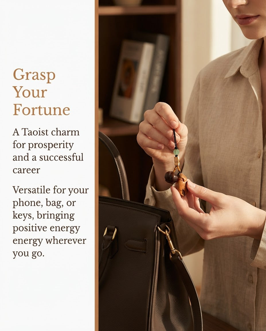 Handcrafted Wooden Crab Claw & Pumpkin Prosperity Ornament – Chinese Traditional Charm for Wealth, Success & Abundance