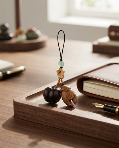 Handcrafted Wooden Crab Claw & Pumpkin Prosperity Ornament – Chinese Traditional Charm for Wealth, Success & Abundance