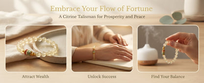 Lemon Crystal Five Blessings Fortune Pouch Bracelet – Feng Shui Inspired Bracelet for Prosperity, Success & Positive Energy