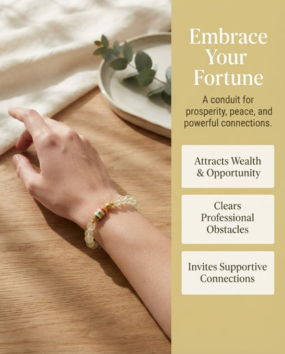Lemon Crystal Five Blessings Fortune Pouch Bracelet – Feng Shui Inspired Bracelet for Prosperity, Success & Positive Energy