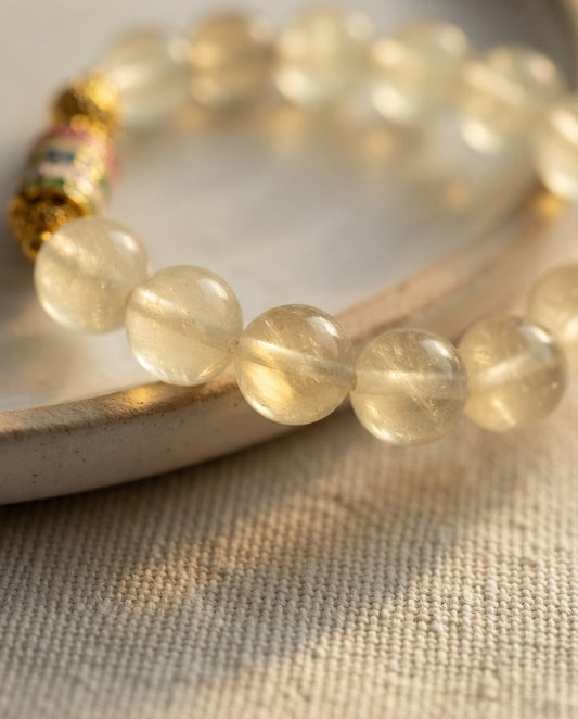 Lemon Crystal Five Blessings Fortune Pouch Bracelet – Feng Shui Inspired Bracelet for Prosperity, Success & Positive Energy