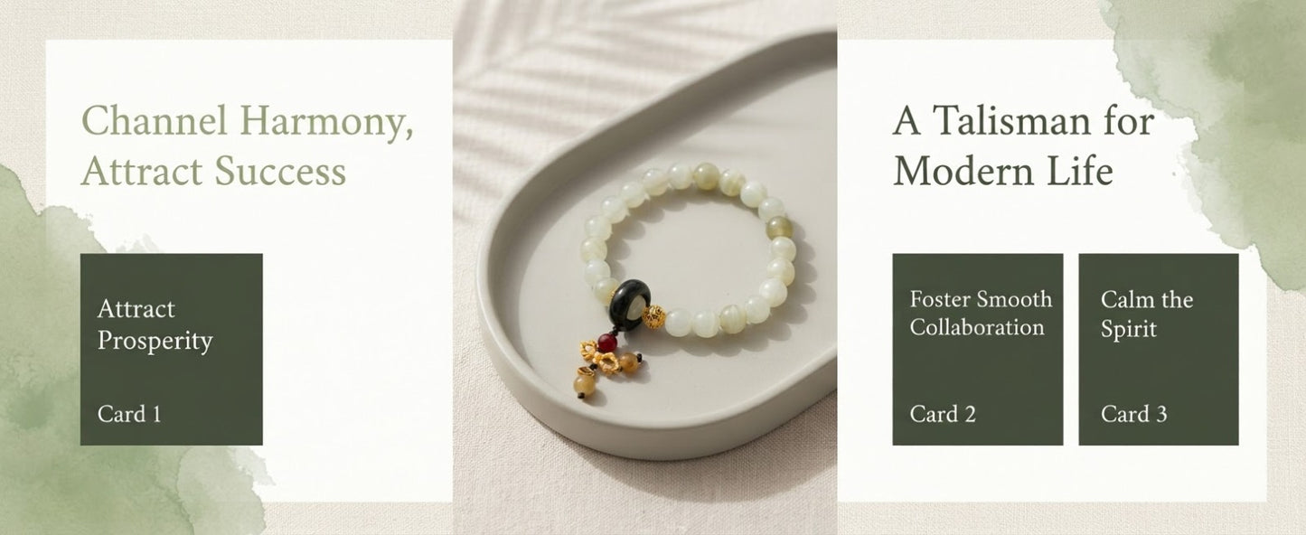 Jade & Vajra Crystal Bracelet – Feng Shui Inspired Bracelet for Good Fortune, Harmony & Positive Energy