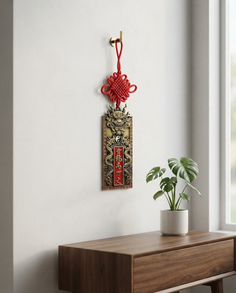 Taoist Azure Dragon Wall Hanging Charm – Chinese Feng Shui Career Success & Wealth Protection Ornament