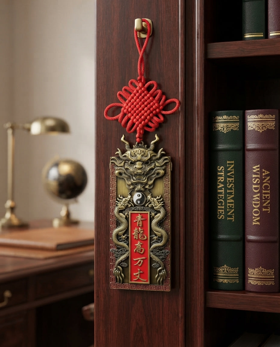 Taoist Azure Dragon Wall Hanging Charm – Chinese Feng Shui Career Success & Wealth Protection Ornament