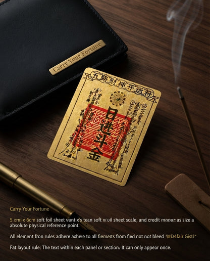 Taoist Prosperity Blessing Charm | Handmade Gold Foil Cinnabar Talisman Symbolizing Continuous Growth & Fortune