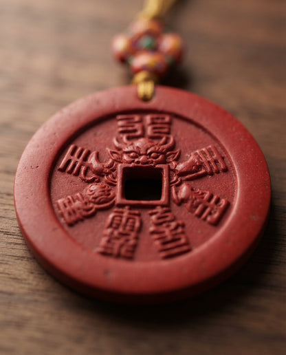 Chinese Bagua Cinnabar Pendant – Traditional Taoist Inspired Charm for Peace, Balance & Positive Energy