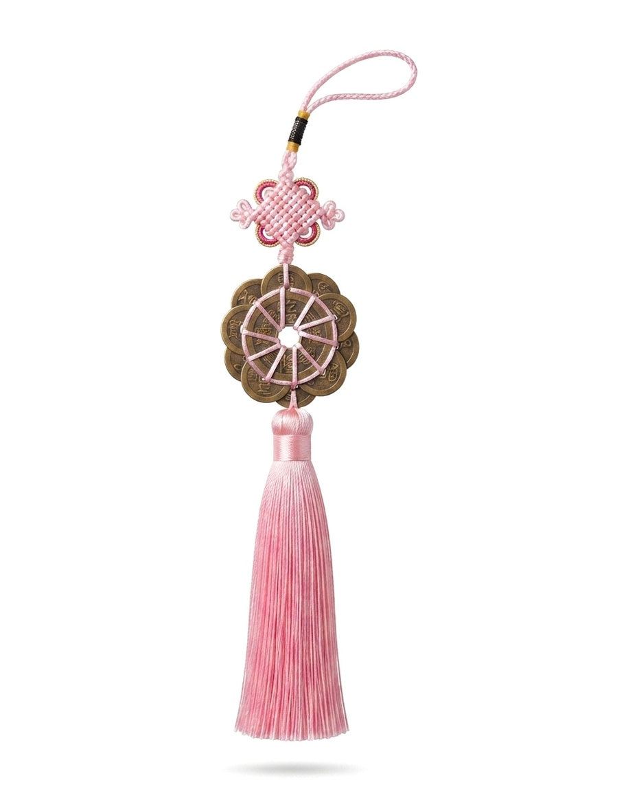 Taoist Ten Emperor Coins Plum Blossom Fortune Knot Charm – Feng Shui Wealth, Protection & Prosperity Hanging Ornament