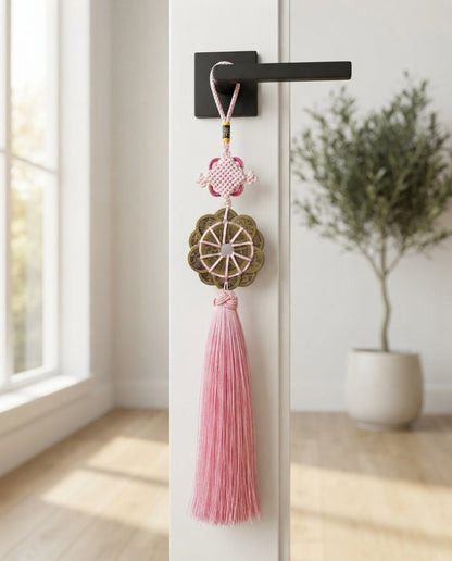 Taoist Ten Emperor Coins Plum Blossom Fortune Knot Charm – Feng Shui Wealth, Protection & Prosperity Hanging Ornament