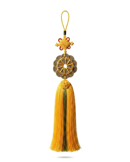 Taoist Ten Emperor Coins Plum Blossom Fortune Knot Charm – Feng Shui Wealth, Protection & Prosperity Hanging Ornament
