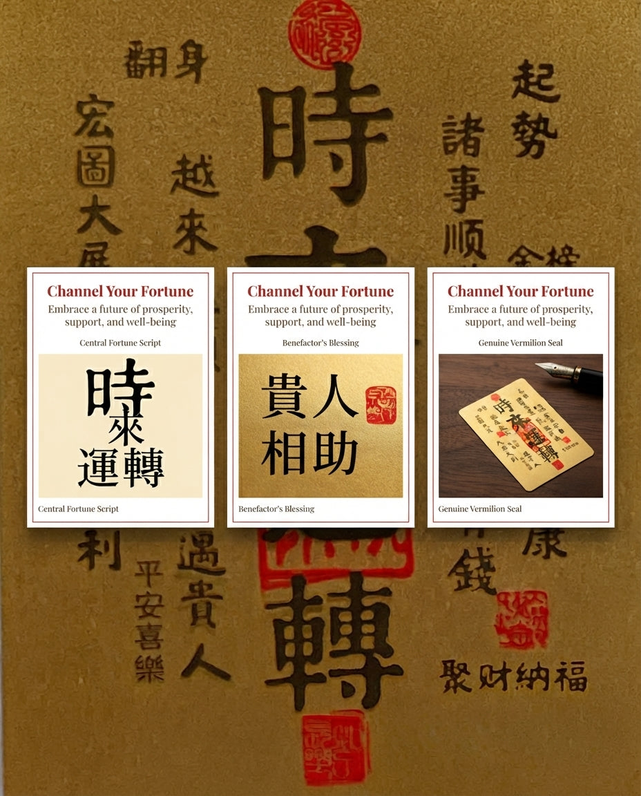 Taoist Luck Transformation Charm | Handmade Gold Foil Cinnabar Talisman Inspired by Chinese Tradition