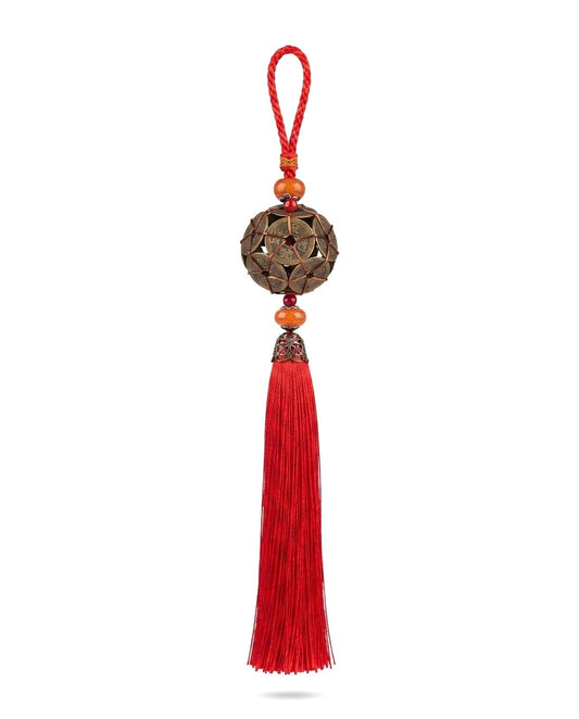 Chinese Taoist Feng Shui Ten Emperor Coins Road Opener Charm with Large Tassel – Wealth Attraction, Protection, Good Fortune & Obstacle Clearing Amulet
