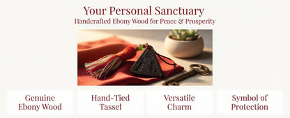 Natural Sandalwood Triangle Blessing Pendant – Traditional Chinese Wooden Charm for Peace, Balance & Positive Energy