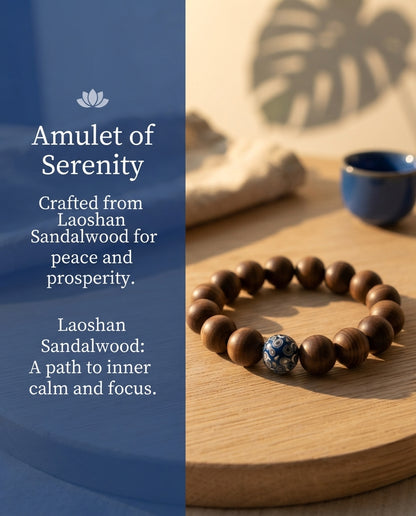 Agarwood Sandalwood & Lacquer Bead Bracelet – Natural Wooden Bracelet for Calm Energy, Balance & Prosperity Symbolism