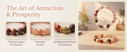 Peach Blossom & Five Blessings Wealth Bracelet – Natural Crystal Bracelet for Love, Prosperity & Positive Energy