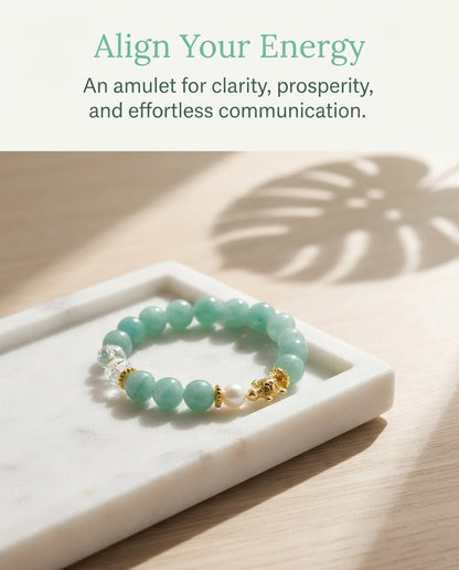 Amazonite & Turquoise Bracelet – Natural Crystal Bracelet for Communication, Career Success & Positive Energy