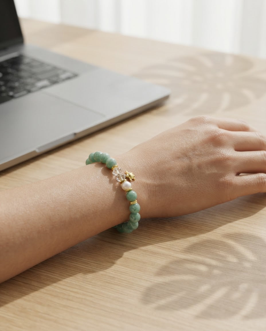 Amazonite & Turquoise Bracelet – Natural Crystal Bracelet for Communication, Career Success & Positive Energy