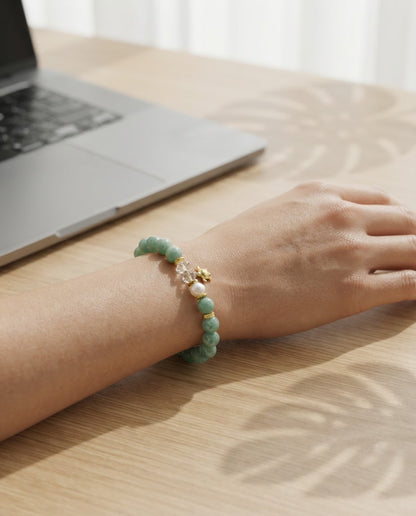 Amazonite & Turquoise Bracelet – Natural Crystal Bracelet for Communication, Career Success & Positive Energy