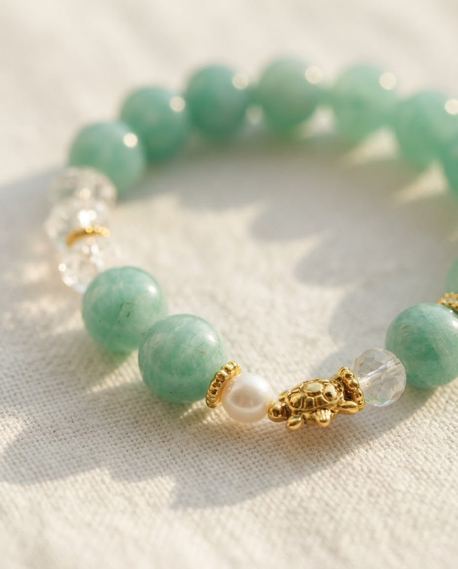 Amazonite & Turquoise Bracelet – Natural Crystal Bracelet for Communication, Career Success & Positive Energy