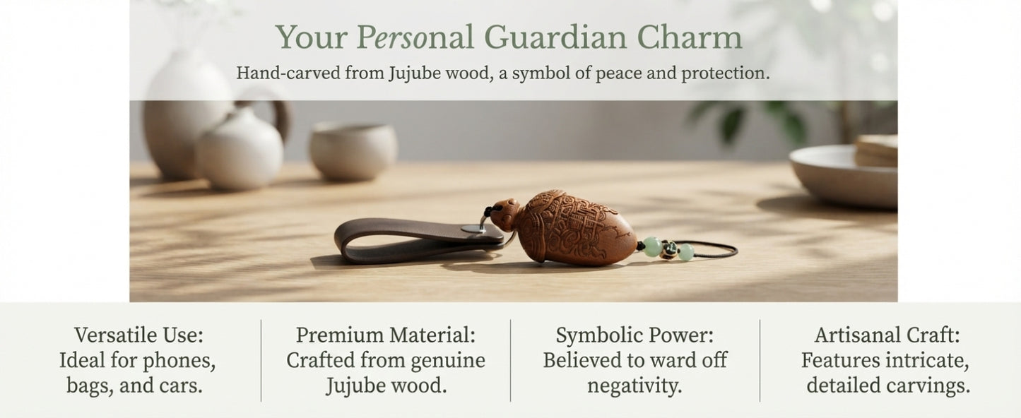 Lightning-Struck Jujube Wood Blessing Pendant – Traditional Chinese Wooden Charm for Peace, Balance & Positive Energy
