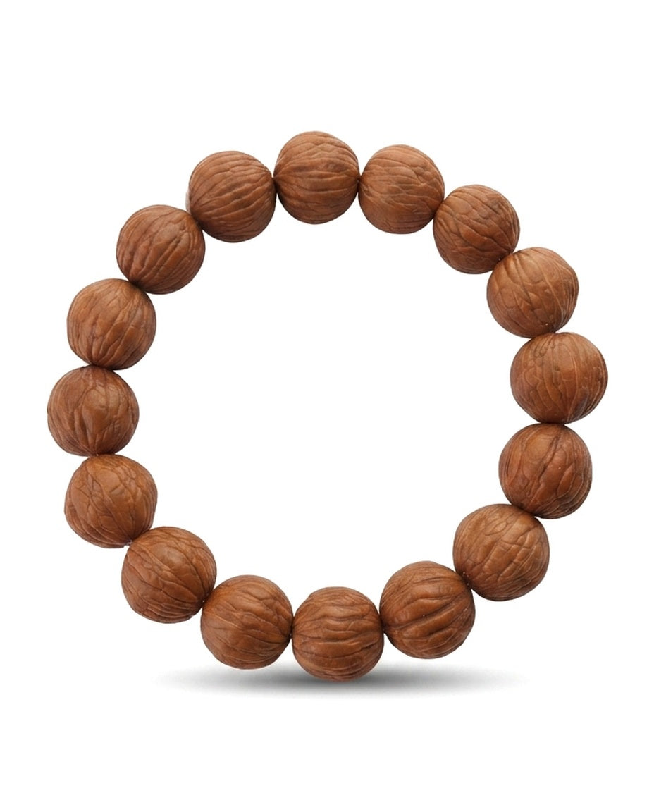 Golden Monkey Head Walnut Bracelet – Natural Round Walnut Bead Bracelet for Success, Prosperity & Personal Growt