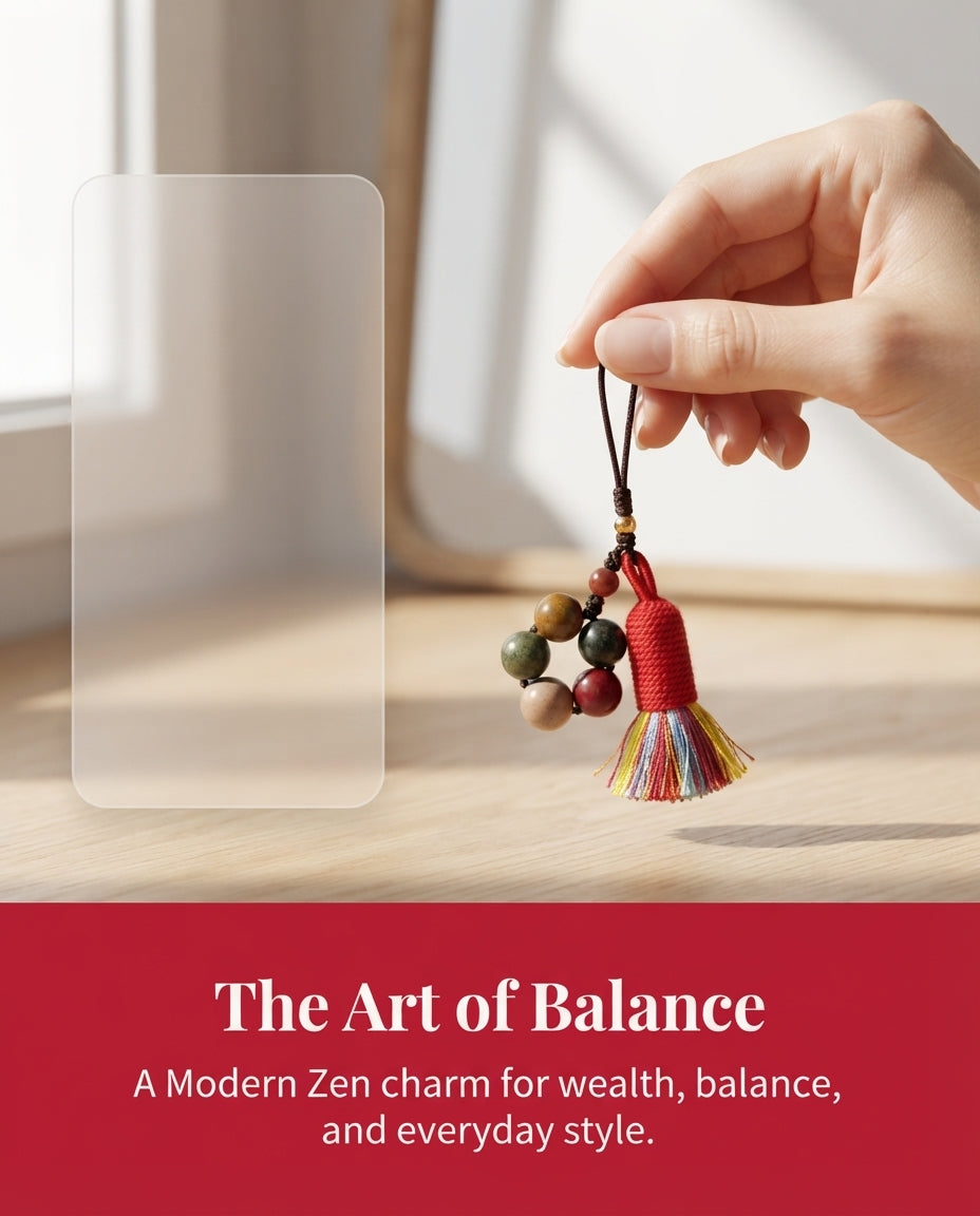 Chinese Five Elements Wooden Bead Tassel Ornament – Traditional Feng Shui Inspired Charm for Balance, Harmony & Positive Energy
