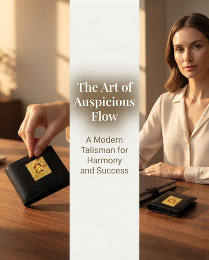 Taoist Golden Foil Eight Smooth Blessing Charm 3×3.6cm | Chinese Good Luck Talisman for Phone, Wallet & Workspace