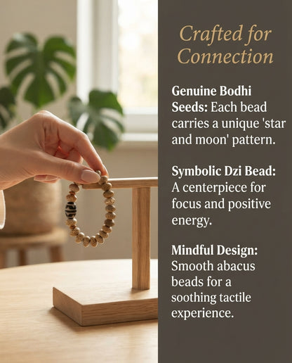 Star & Moon Bodhi Abacus Bead Bracelet – Zen Inspired Natural Bracelet for Wisdom, Calm & Positive Energy