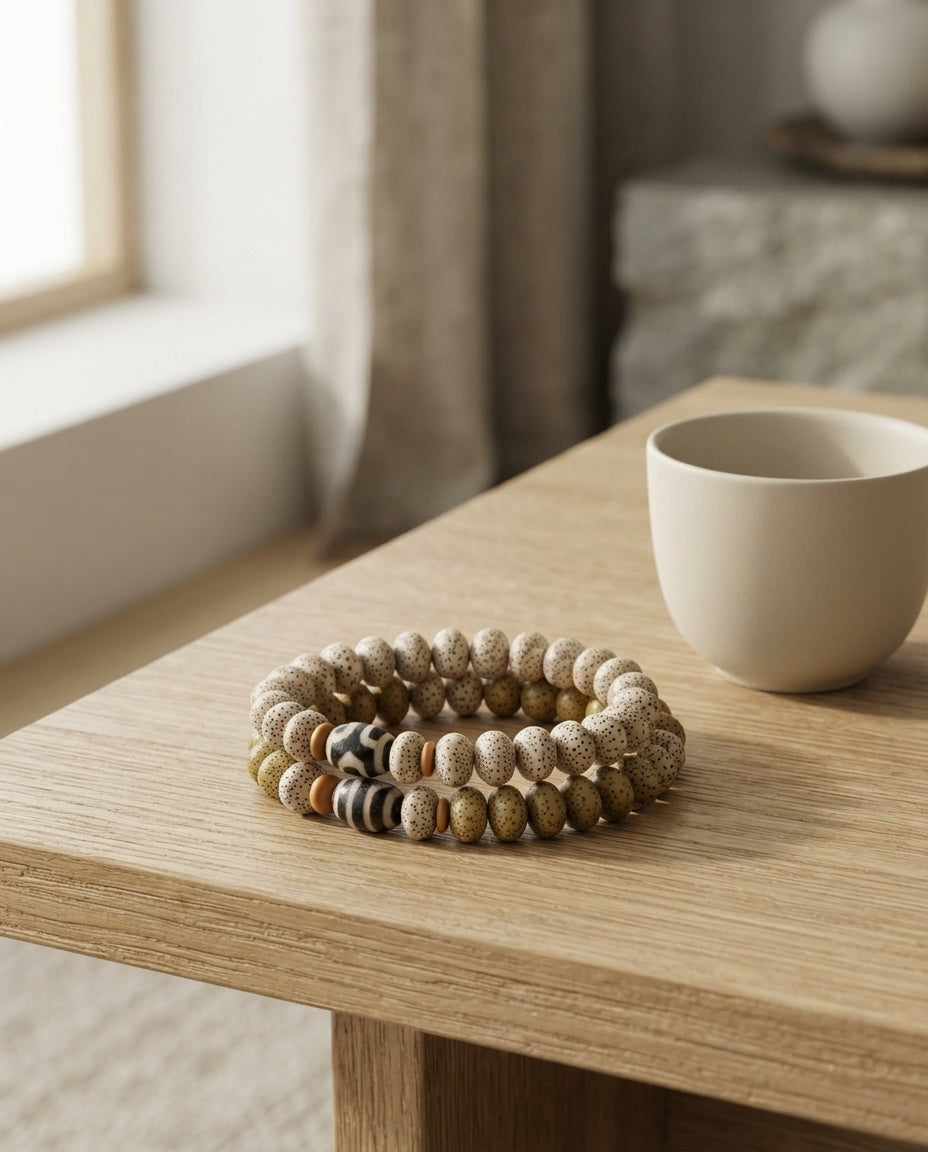 Star & Moon Bodhi Abacus Bead Bracelet – Zen Inspired Natural Bracelet for Wisdom, Calm & Positive Energy