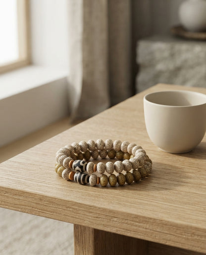 Star & Moon Bodhi Abacus Bead Bracelet – Zen Inspired Natural Bracelet for Wisdom, Calm & Positive Energy