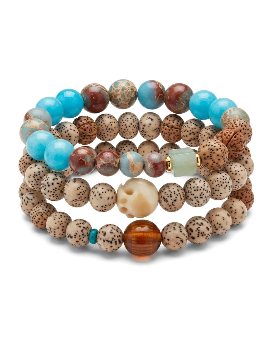 Star & Moon Bodhi Seed Bracelet – Natural Buddhist Inspired Bracelet for Calm Mind, Harmony & Positive Connections
