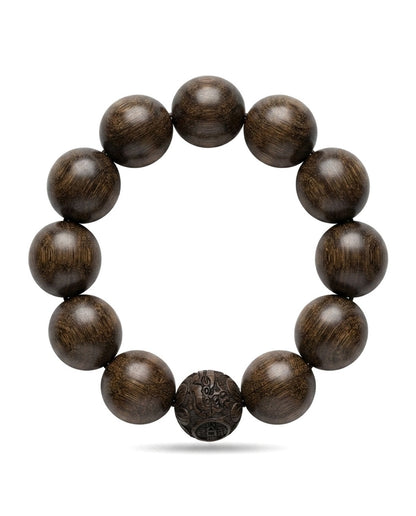 Golden Phoebe Wood Bracelet – Natural Ancient Wood Bead Bracelet for Balance, Prosperity & Timeless Chinese Craftsmanship