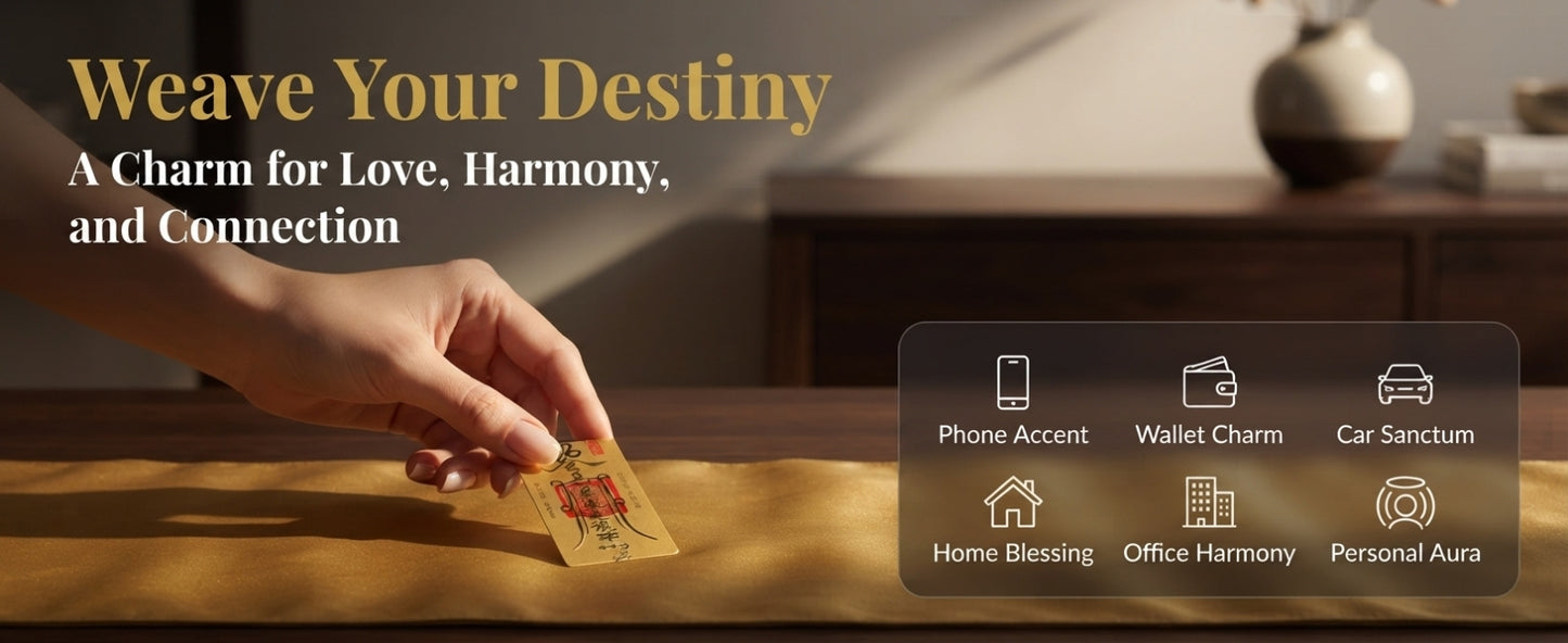 Ancient Taoist Love Blessing Talisman – Traditional Chinese Gold Foil Cinnabar Amulet for Harmony & Affection