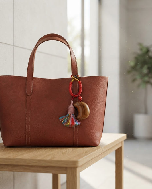 Natural Sandalwood Crescent Moon & Gold Ingot Pendant – Traditional Chinese Prosperity Charm for Abundance, Success & Positive Energy