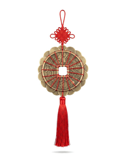 Taoist Twelve Emperor Coins Plum Blossom Feng Shui Hanging Charm – Home Protection & Wealth Attracting Copper Ornament