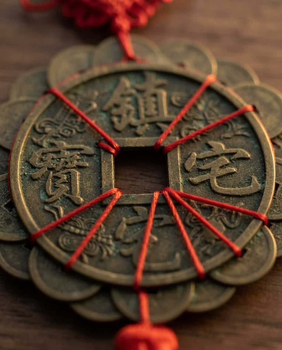 Taoist Twelve Emperor Coins Plum Blossom Feng Shui Hanging Charm – Home Protection & Wealth Attracting Copper Ornament